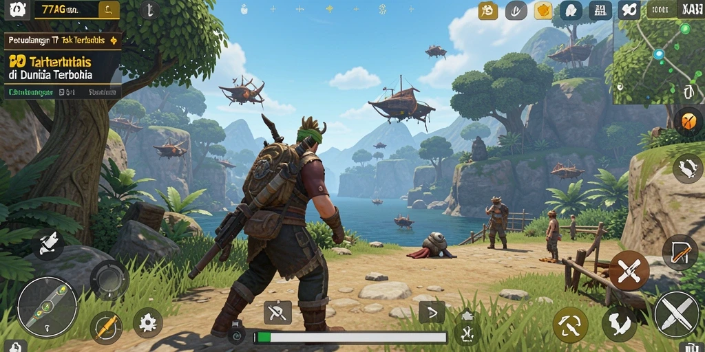 Screenshot gameplay 77AG yang menunjukkan eksplorasi Open World.